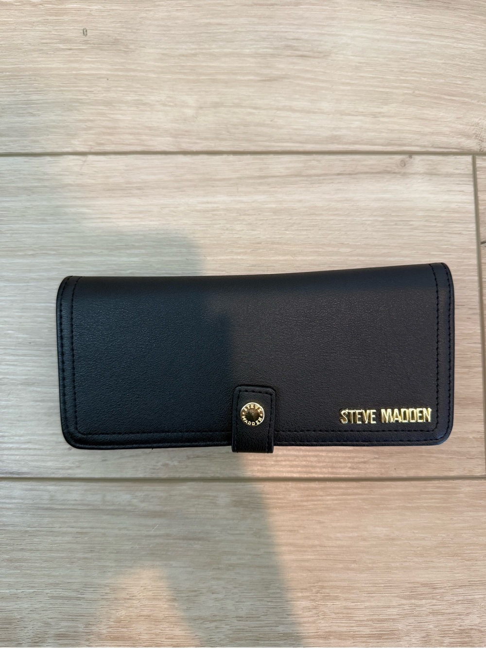 Steve Madden Black Wallet with Gold Accents